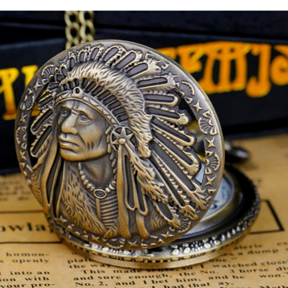 New Native American Chief Quartzpocket watch See Bith Choices
